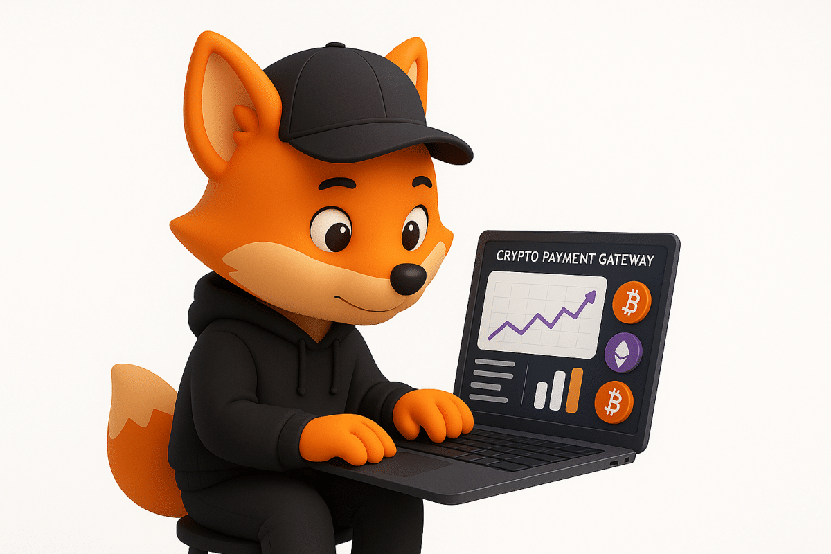 Crypto gateway dashboard showing volumes