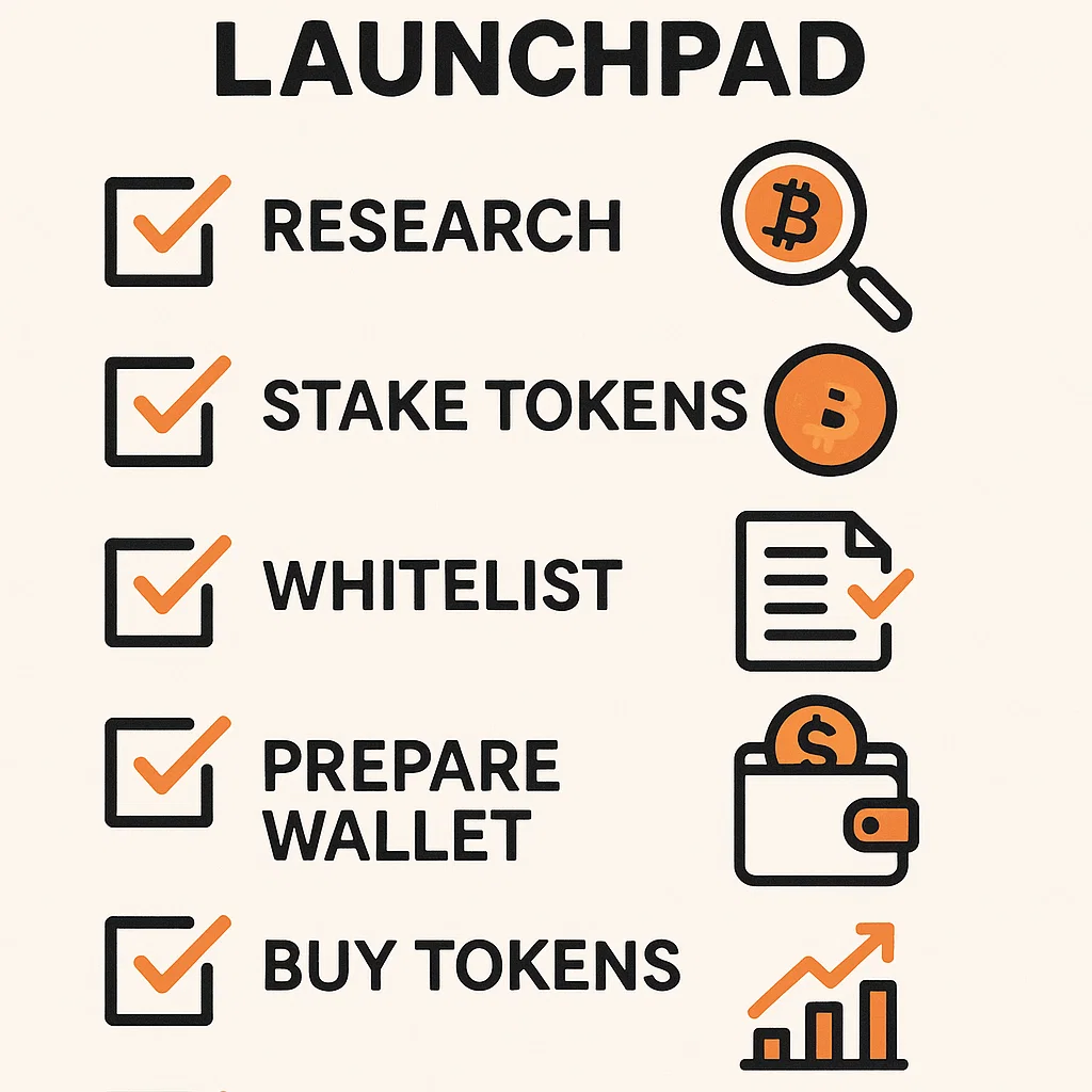 Visual checklist for participating in a Crypto Launchpad token sale