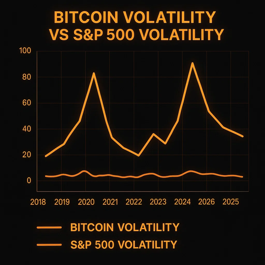Confronto della volatilità delle criptovalute tra Bitcoin e S&amp;P 500 dal 2018 al 2025