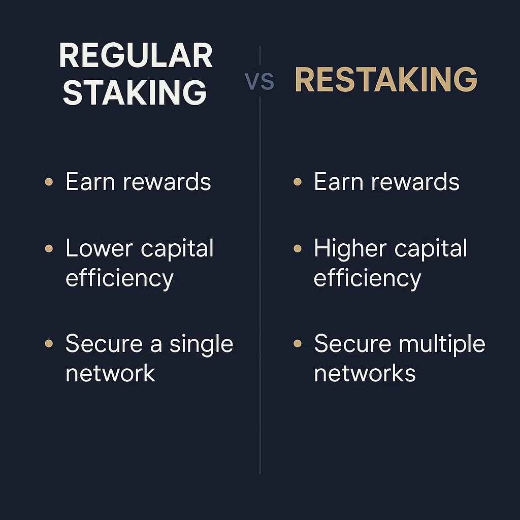 Comparison chart between staking vs restaking advantages