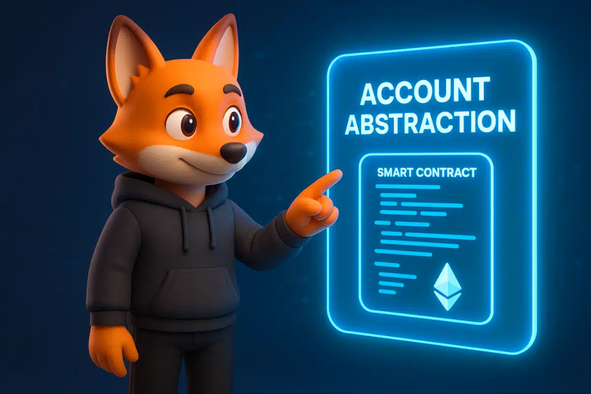 futuristic digital wallet interface with the words Account Abstraction displayed prominently