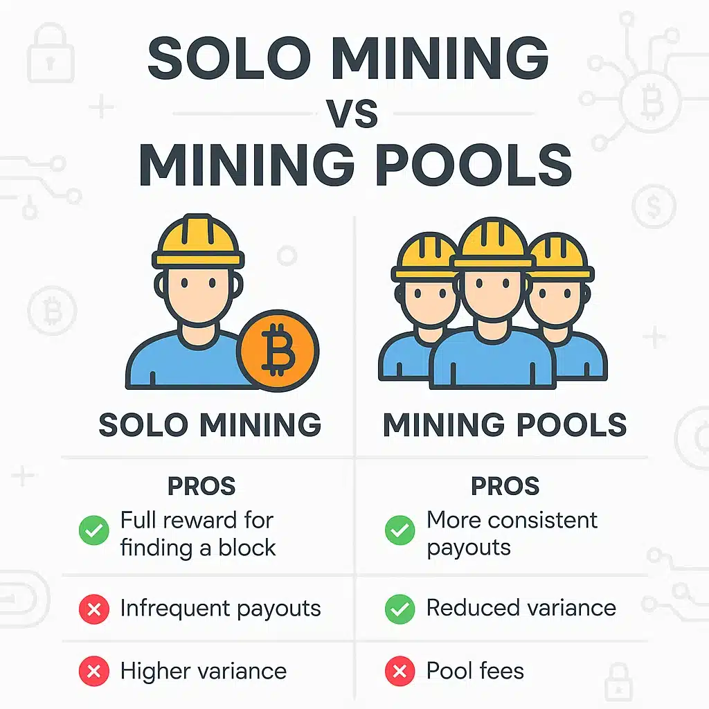 Crypto Mining Pools vs solo mining comparison chart